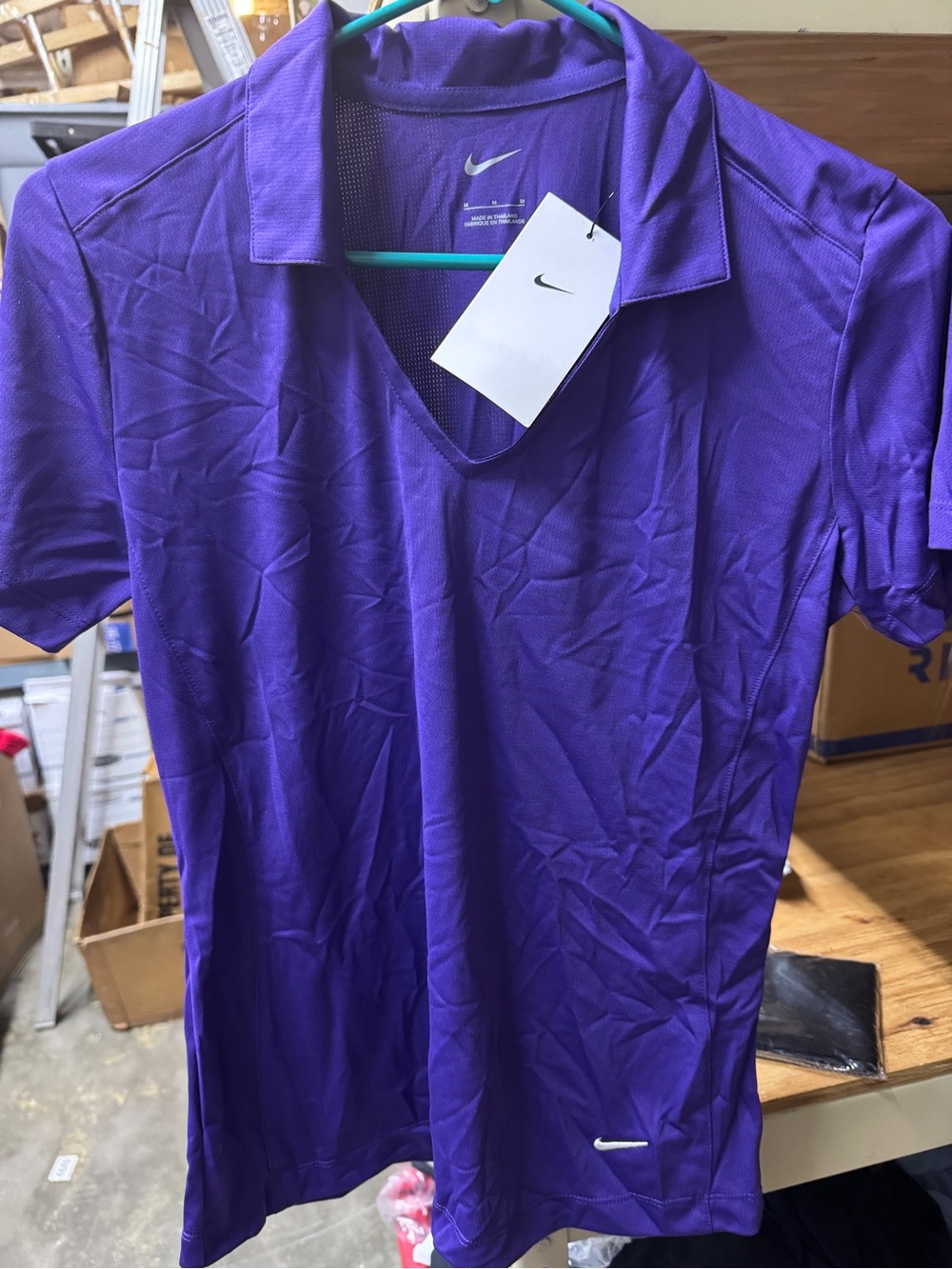 Nike ladies Purple V-Neck Dri-FIT Polo size medium